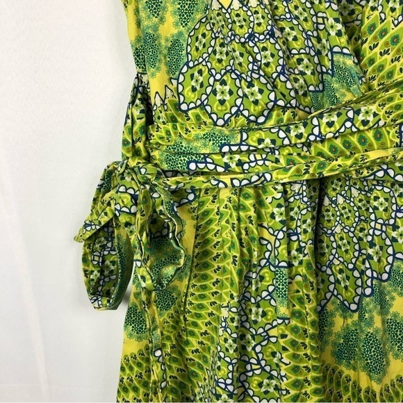 Ellen Tracy Green & Yellow Printed Fit & Flare Knee Length Dress S - Picture 4 of 4